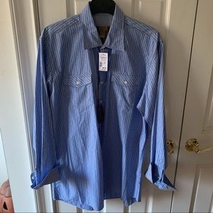 NWT Mens BLUE PRONTO UOMO Button Down Casual Shirt Size XLT Tall Mens Wearhouse